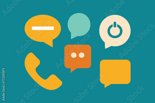 Phone icon set. Chat bubble icon. Telephone call sign. Contact icon phone mobile call. Contact us. Contact us symbol. Cell phone pictogram. Vector illustration