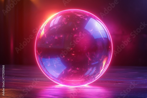A futuristic glowing bubble shield on a light background. An irradiation shield for UV protection.