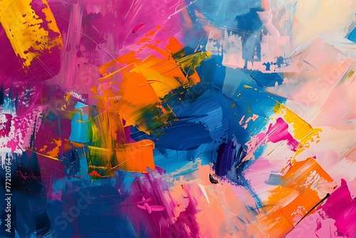 : A vibrant abstract painting with bold brushstrokes and vivid colors