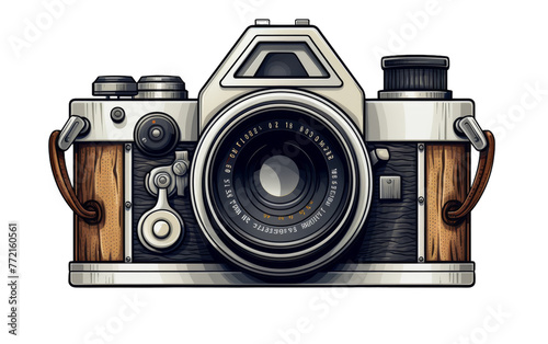 Vintage camera with a charming wooden handle, nostalgic yet functional design