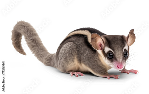 Sugar glider with long tail, isolated on transparent background