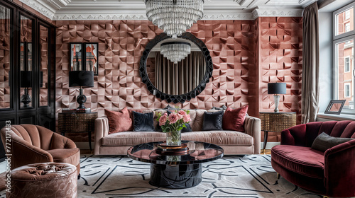 luxury living room interior design in art deco style