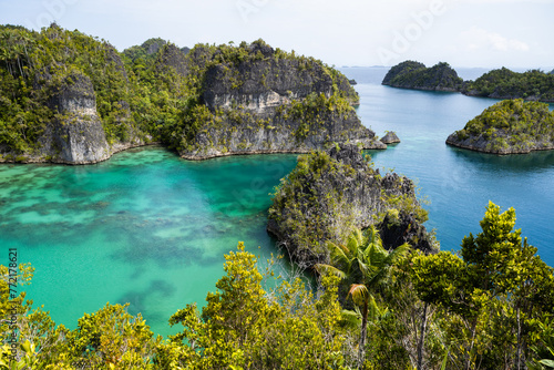 Emerald color of the lagoon near one of the islands of the Raja Ampat archipelago, Indonesia