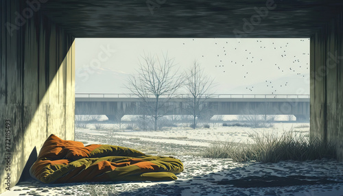 sleeping under the freeway. a cold winter ahead looms