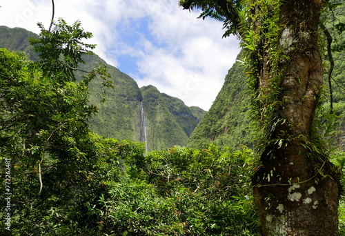 Cascade Blanche, one of the tallest waterfall in Salazie, Reunion island