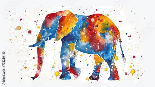 World Circus Day. Holiday concept. colorful circus elephant isolated on white background, banner, card, poster 