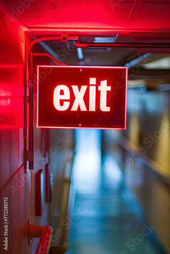 Emergency exit sign, with writing “exit” 
