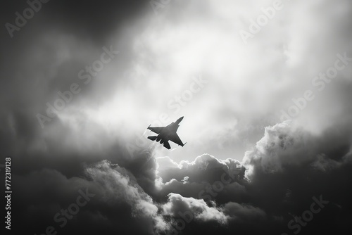 a jetliner flying through a cloudy sky