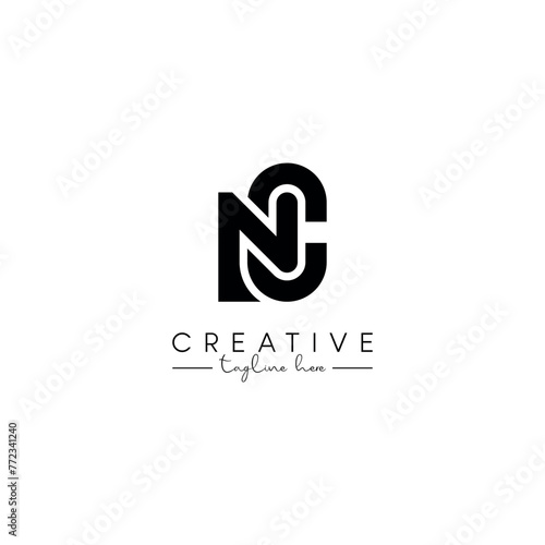 Creative unique letter NC CN initial based stylish artistic logo design.