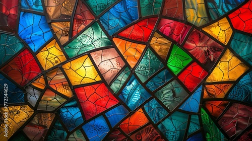 Stained Glass Artwork with Intricate Patterns and Vivid Colors for Decorative Backgrounds