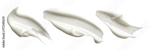 Cosmetic 3d white cream smears set isolated on transparent background, clipart, cutout, png.