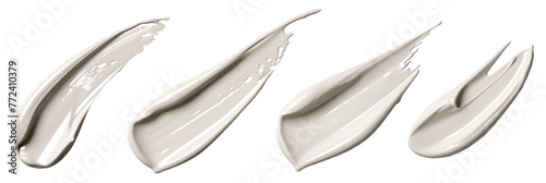 Cosmetic 3d white cream smears set isolated on transparent background, clipart, cutout, png.