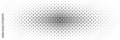 horizontal halftone of black and white spread square and semicircle design for pattern and bakcground.