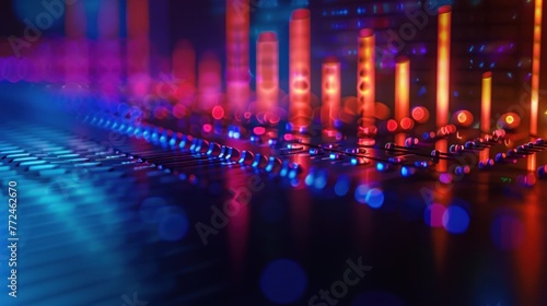 audio waves ,Colorful abstract bright neon lights,fast movement,future technology concept