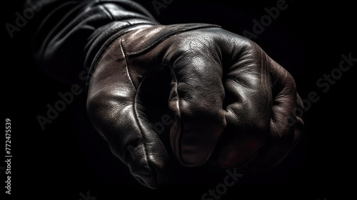 a black gloved hand a boxer