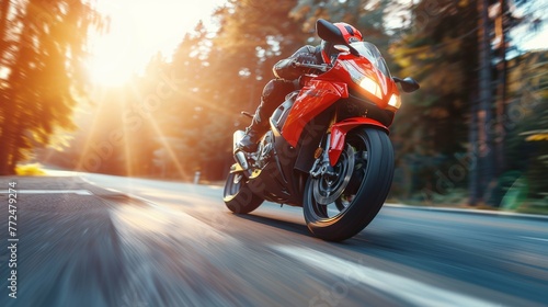 Exhilarating Drive: Fast Motorcycle on Asphalt