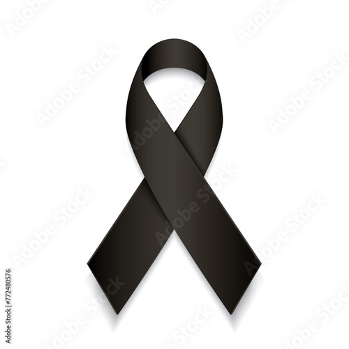 black awareness ribbon. mourning and melanoma symbol