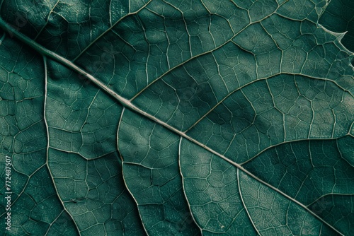 detailed macro shot of a green leaf vein texture background