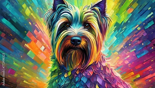 Colorful abstract pop art beautiful terrier dog