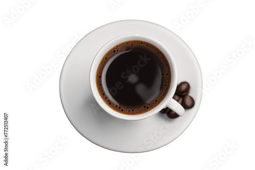 Italian espresso isolated on transparent background top view