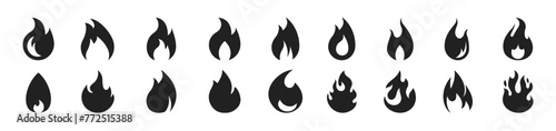 Fire icon collection. Fire flame symbol. Red hot fire, flame heat or spicy food symbol flat vector icon for apps and websites