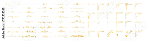 Set of goden decorative vintage frames and borders set. Elegant vintage frame and wedding ornaments Isolated icons vector set