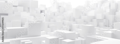 Abstract 3D White Cityscape Minimalist Background