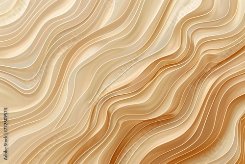 Natural organic abstract wavy lines pattern, beige brown color background illustration