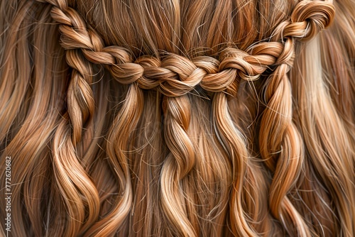 Close up of Intricate Brown Braided Hairstyle with beautiful Texture and Hair Details
