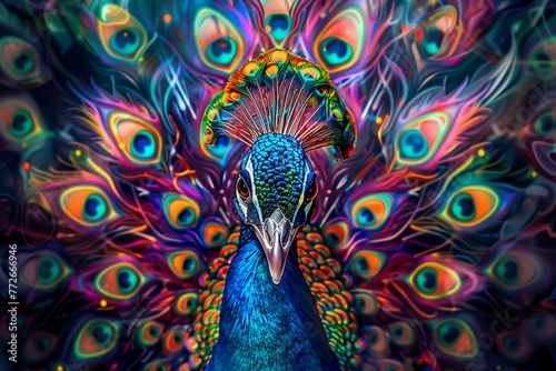 majestic peacock displaying vibrant feathers in full splendor 