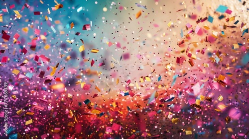 Get swept away by the dazzling display of festive confetti cannons creating an explosion of color and joy