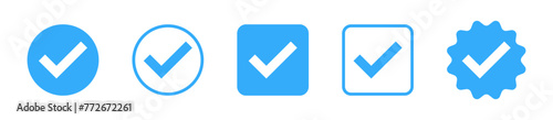 Verified badge icon tick symbol vector approved check mark icon. Blue checkmark icons - Certificate badge Quality certify icon
