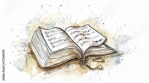 Uplifting hand-drawn illustrations of Christian hymns and songs white background