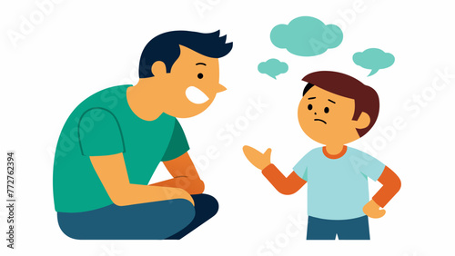 A parent teaching their child how to communicate their feelings and needs effectively instead of resorting to anger and acting out due to