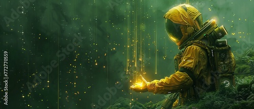 A cybernetic prospector harnesses streams of binary gold