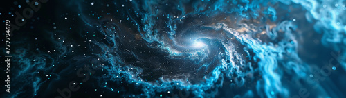 The swirl of a digital galaxy, particles aglow in soothing blues, offers a glimpse into the infinite possibilities of creation.