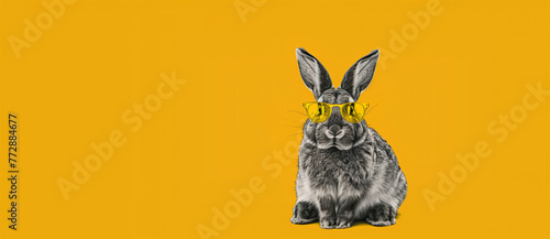 Hip Bunny Wearing Sunglasses on Colorful Backdrop