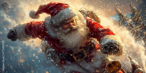 The sound of sleigh bells echoed through the quiet neighborhood as Santa Claus made his way from house