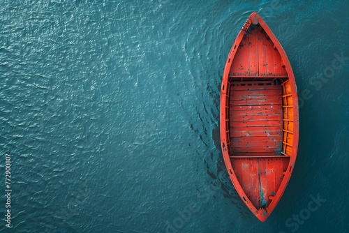 Red Boat Floating on Body of Water