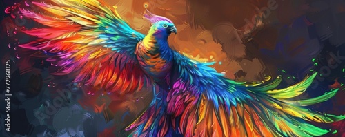 Colorful digital art of a phoenix