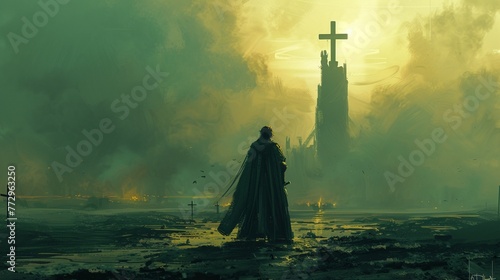 A Templar leading a holy crusade across a cursed land