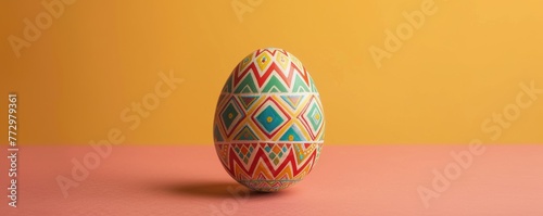 Decorated easter egg on a colorful background