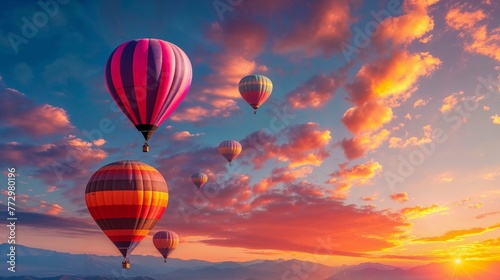 Brightly coloured hot air balloons