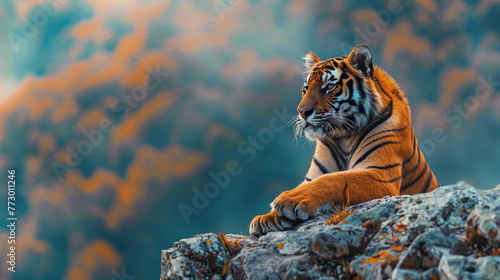 Earth Day or World Wildlife Day concept. near extinction tiger , leopard, lion , Save our planet, protect green nature and endangered species, biological diversity theme 