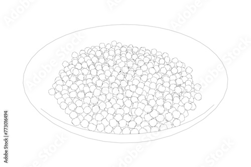 Piles of spices. Black pepper peas, sesame seeds, poppy seeds, caraway seeds. Spices bowl. Natural seasoning and cooking ingredient. Vector line art illustration on white background