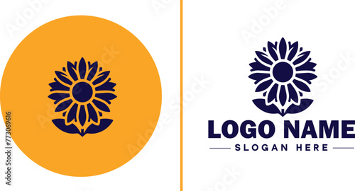 Sunflower logo icon vector for business brand app icon beautiful fashion sunflower logo template