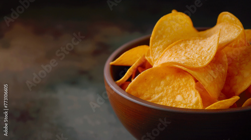 Zbliżenie na miseczkę smakowitych chipsów