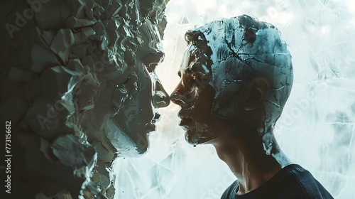 A surrealistic portrait of a person with melting features, representing the concept of identity