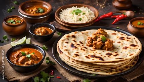 Chilly chicken with Kerala parathas porotta roti parotta barotta naan layered flatbread made from maida whole wheat flour. Eat with spicy Asian chicken beef egg curry gravy. Indian food