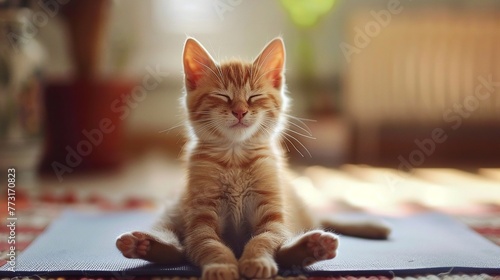A cat doing yoga cute